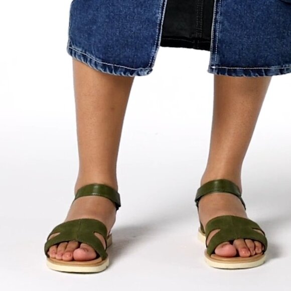 NEW Sorel Ella III Ankle Strap Sandals - Suede Utility Green For Women 252 - Picture 6 of 14